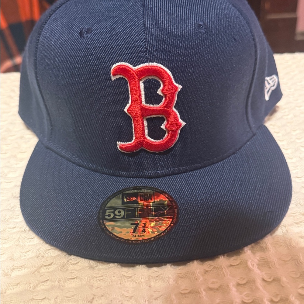 New Era 59FIFTY Boston Red Sox MLB Fitted Hat Navy Red B Logo Size 7 3/4